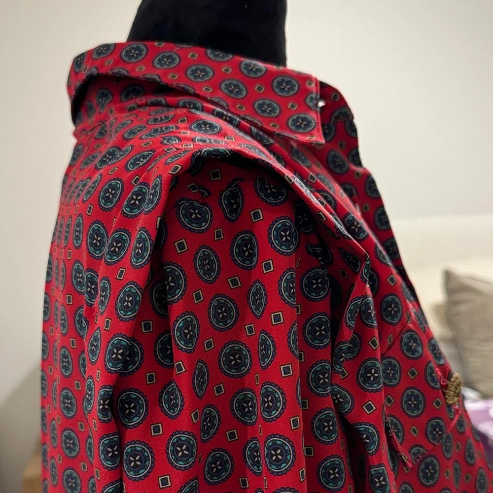 Vtg Leslie Fay  Red Patterned Dress - Picture 13 of 13
